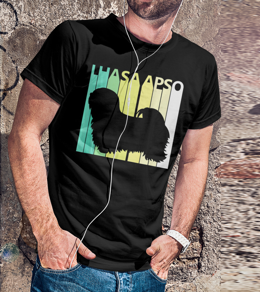 Lhasa Apso Silhouette With Colorful Background T-Shirt