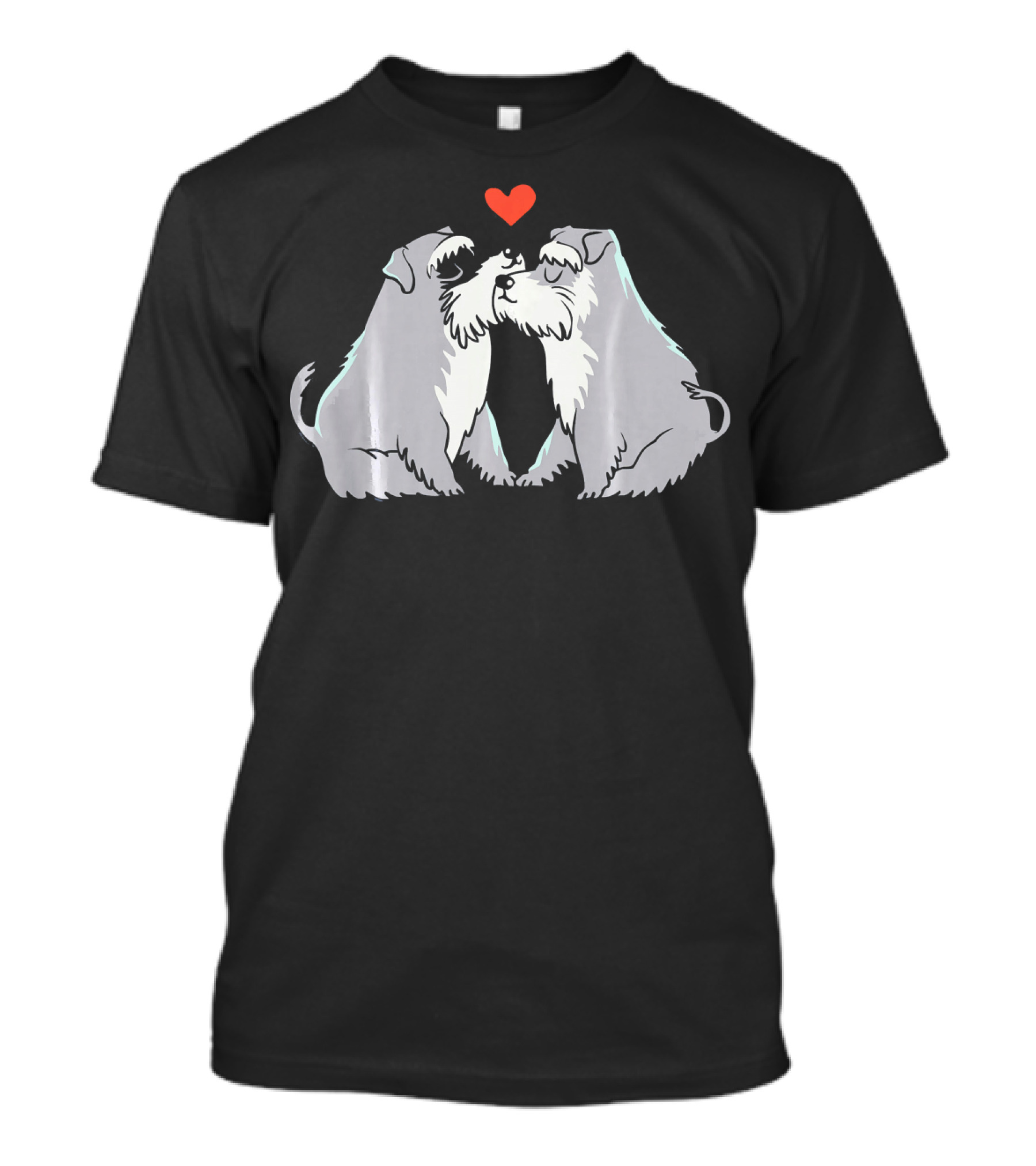 Schnauzer Kisses Two Dogs With Heart T-Shirt