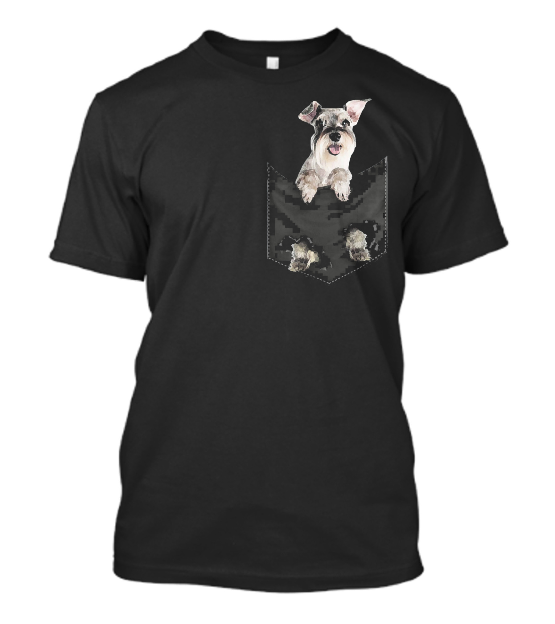 Funny Schnauzer Peeking From Pocket T-Shirt