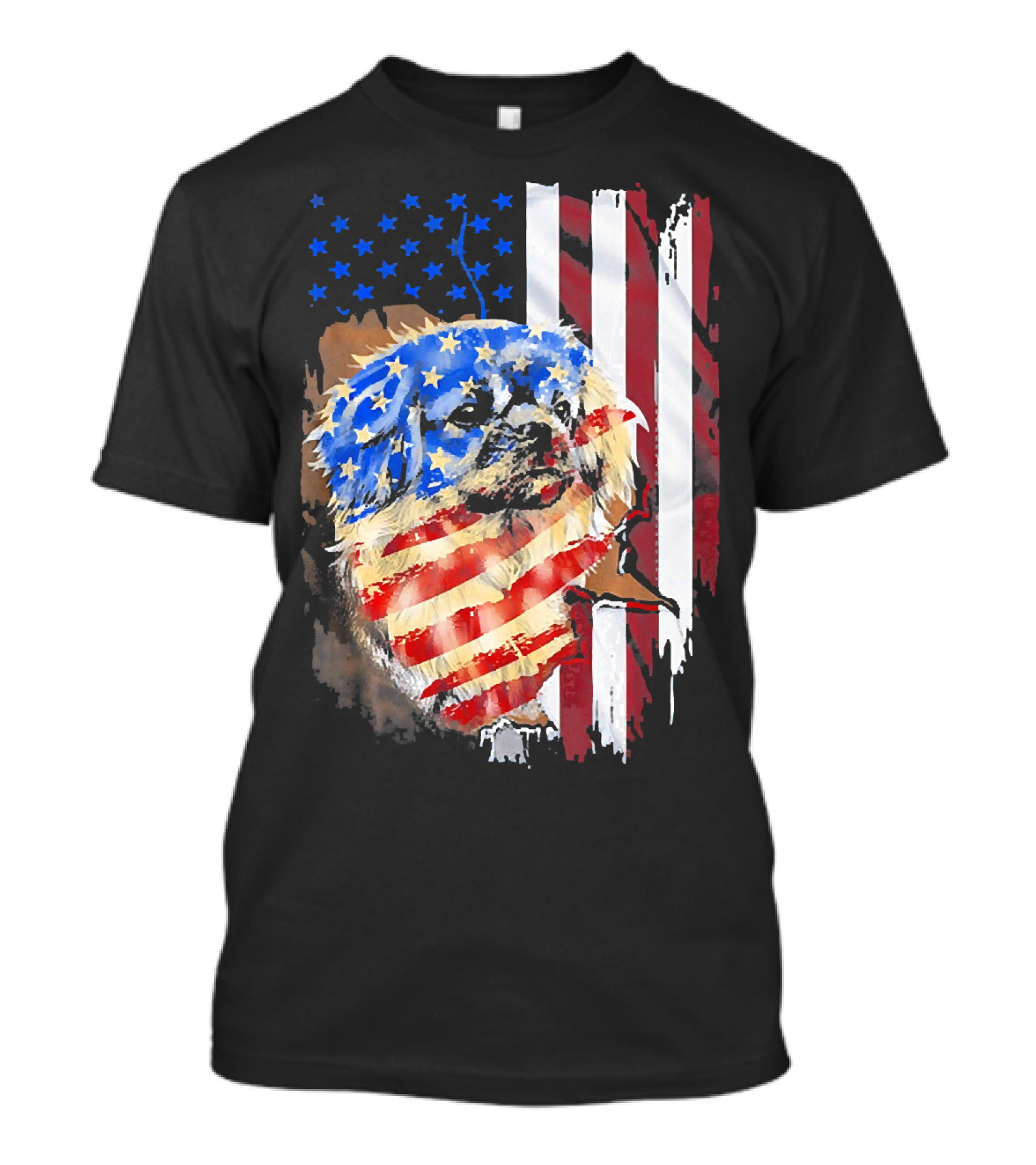 Tattoos American Flag Pekingese Dog Patriotic T-Shirt