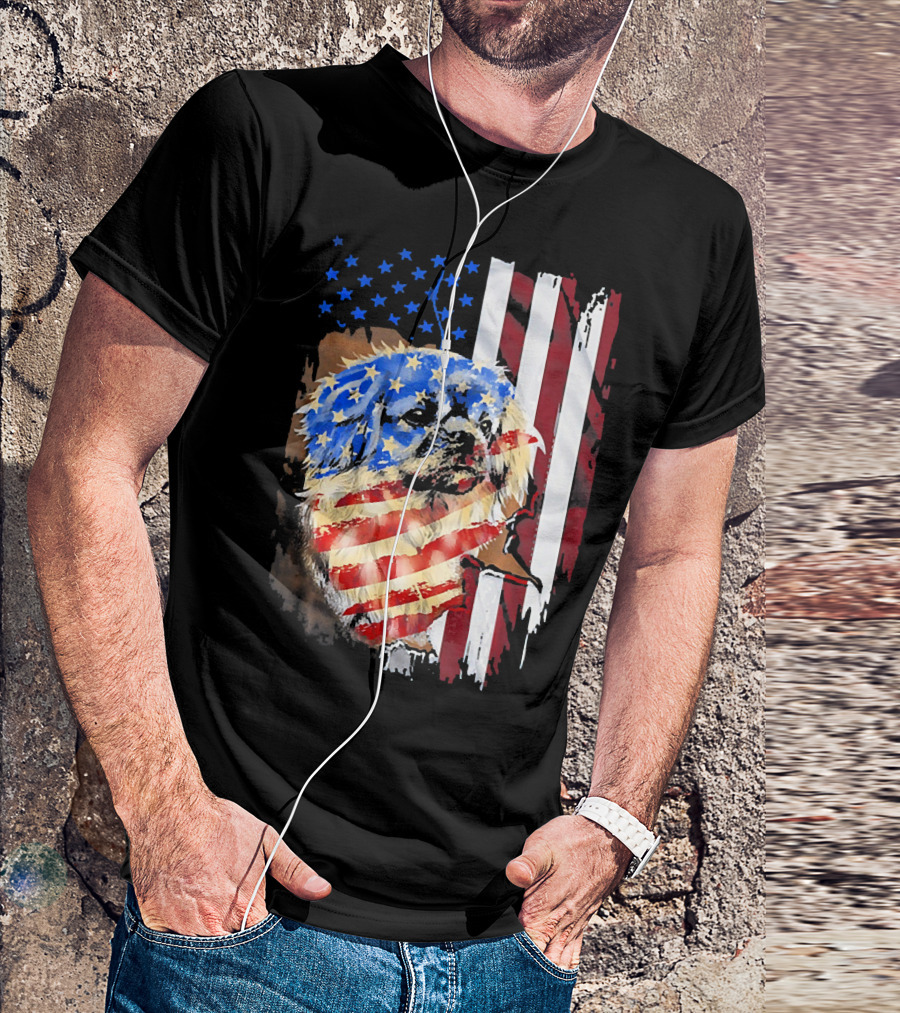 Tattoos American Flag Pekingese Dog Patriotic T-Shirt