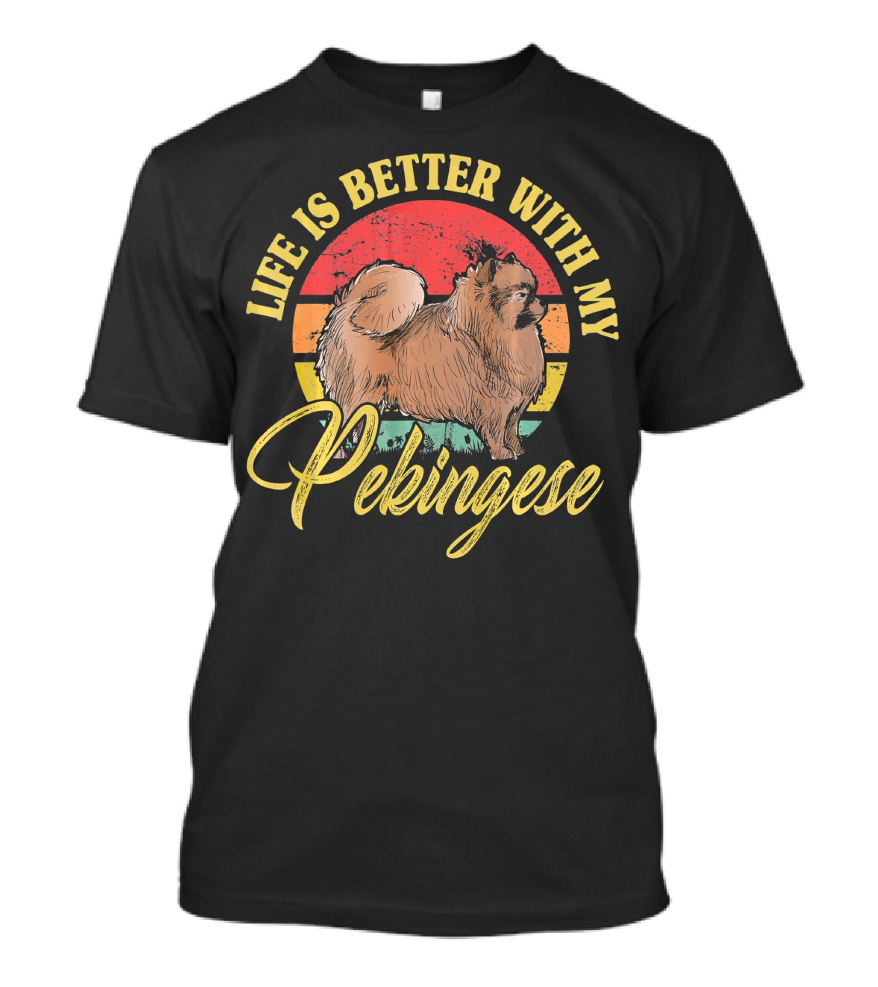 Life Is Better With My Pekingese Vintage Sunset T-Shirt