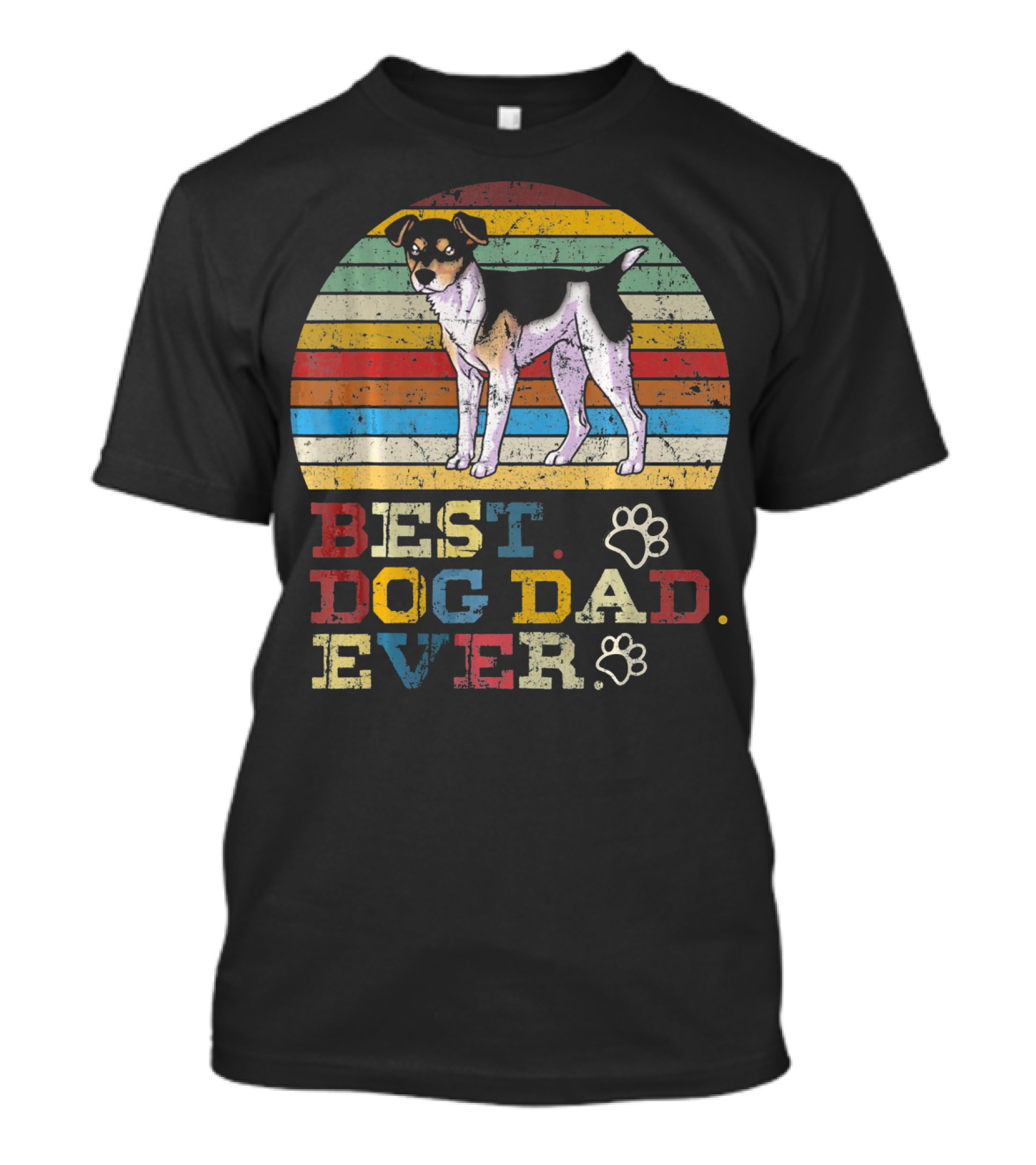 Best Dog Dad Ever Vintage Retro Rat Terrier Dog Lovers T-Shirt