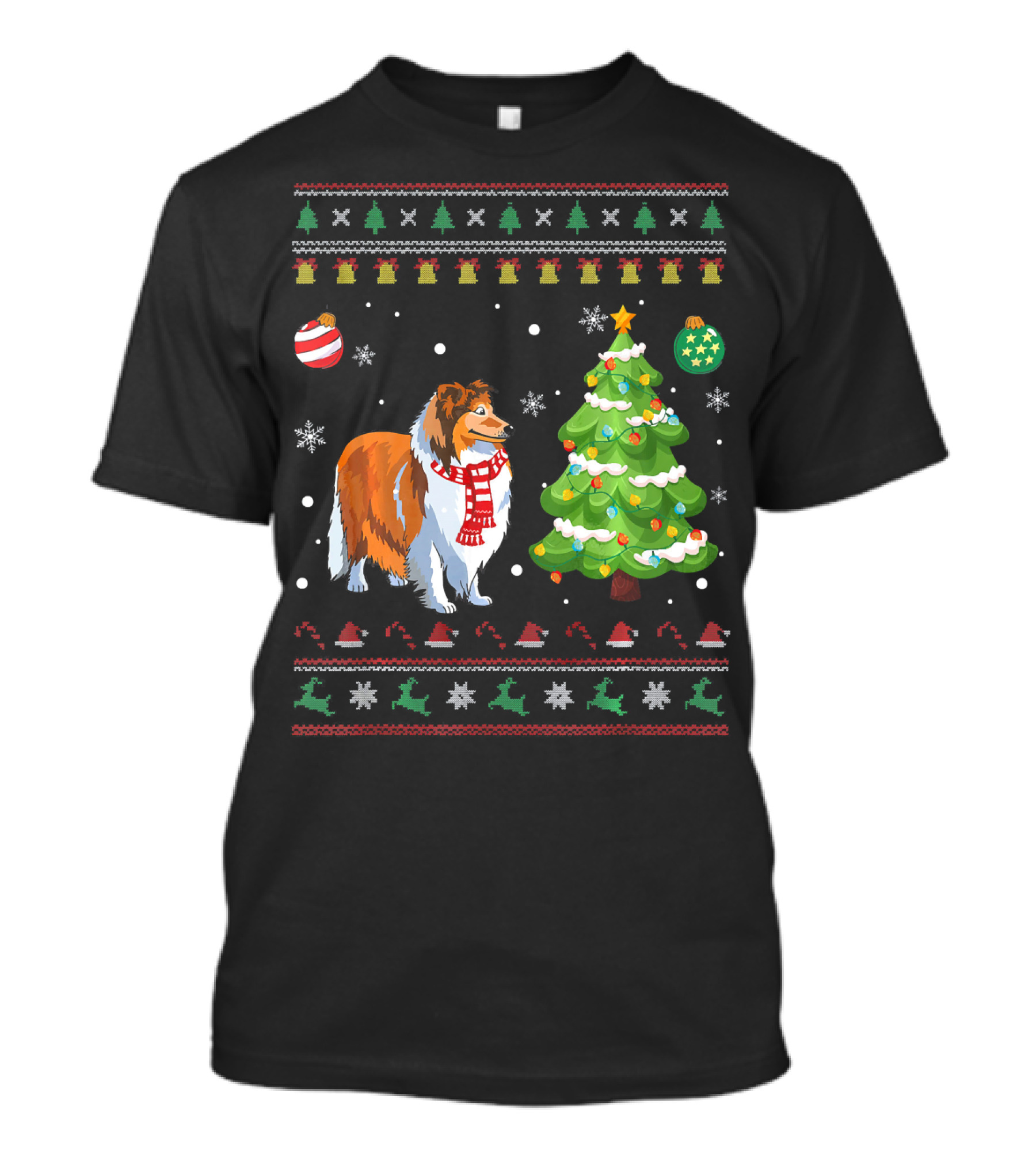 Sheltie Dog Christmas Tree Ugly T-Shirt