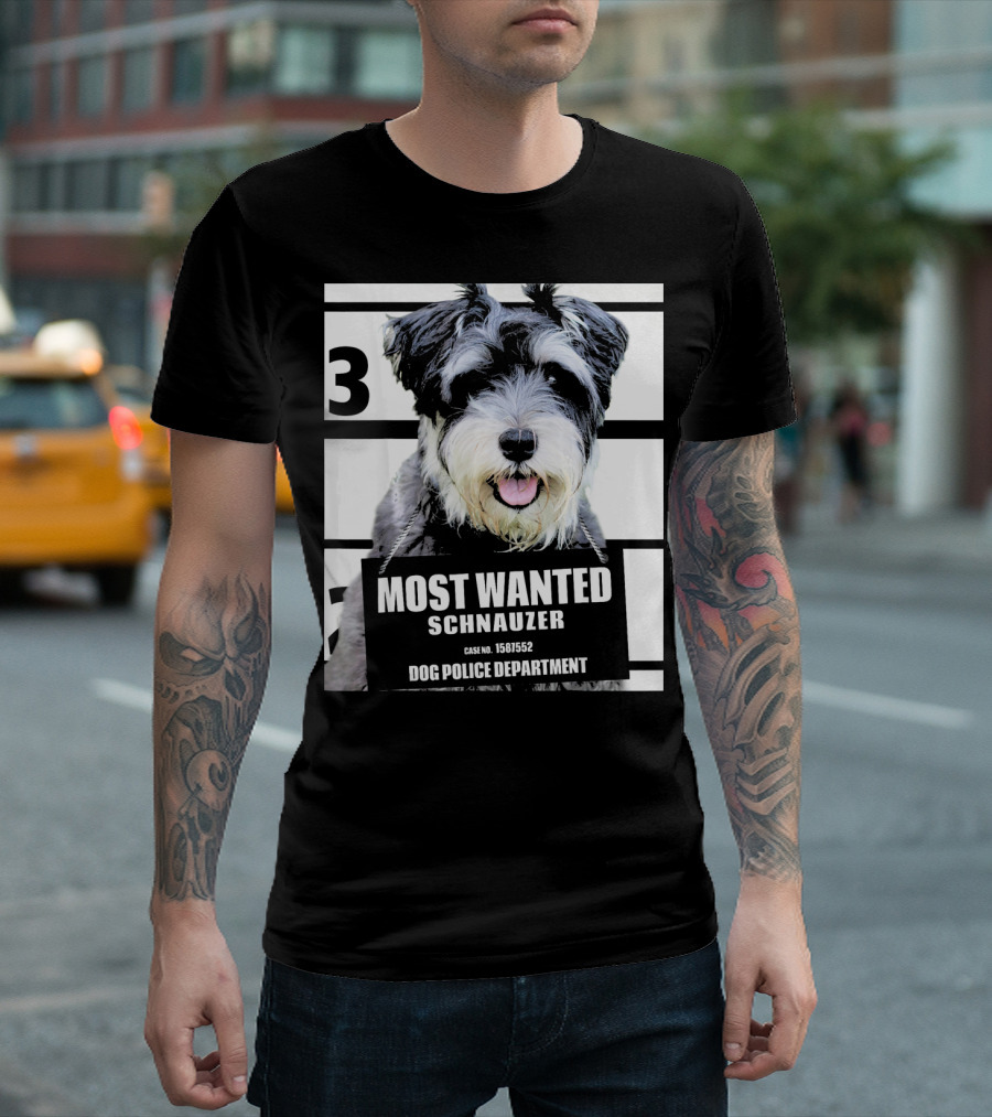 3 Most Wanted Schnauzer Dog Police Department Case No. 1561552 T-Shirt