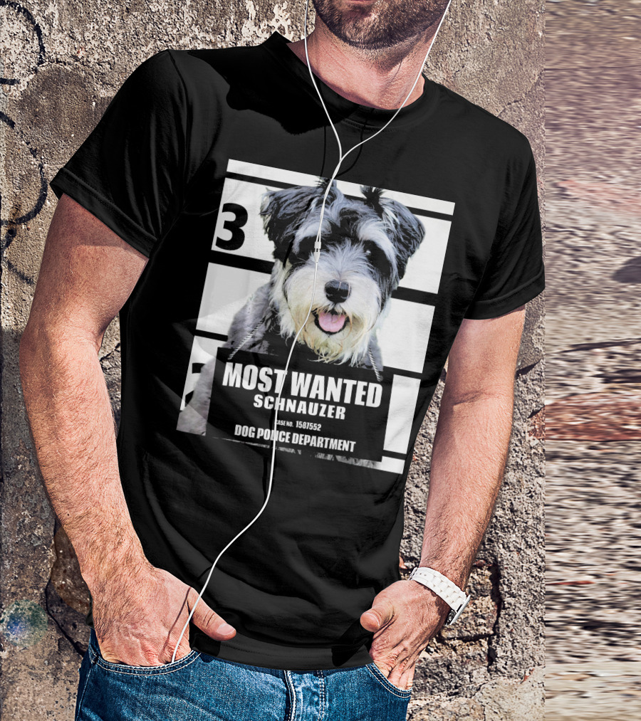 3 Most Wanted Schnauzer Dog Police Department Case No. 1561552 T-Shirt