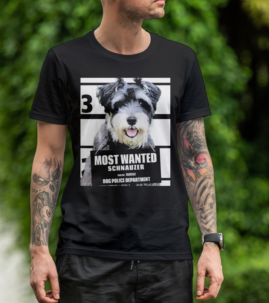 3 Most Wanted Schnauzer Dog Police Department Case No. 1561552 T-Shirt