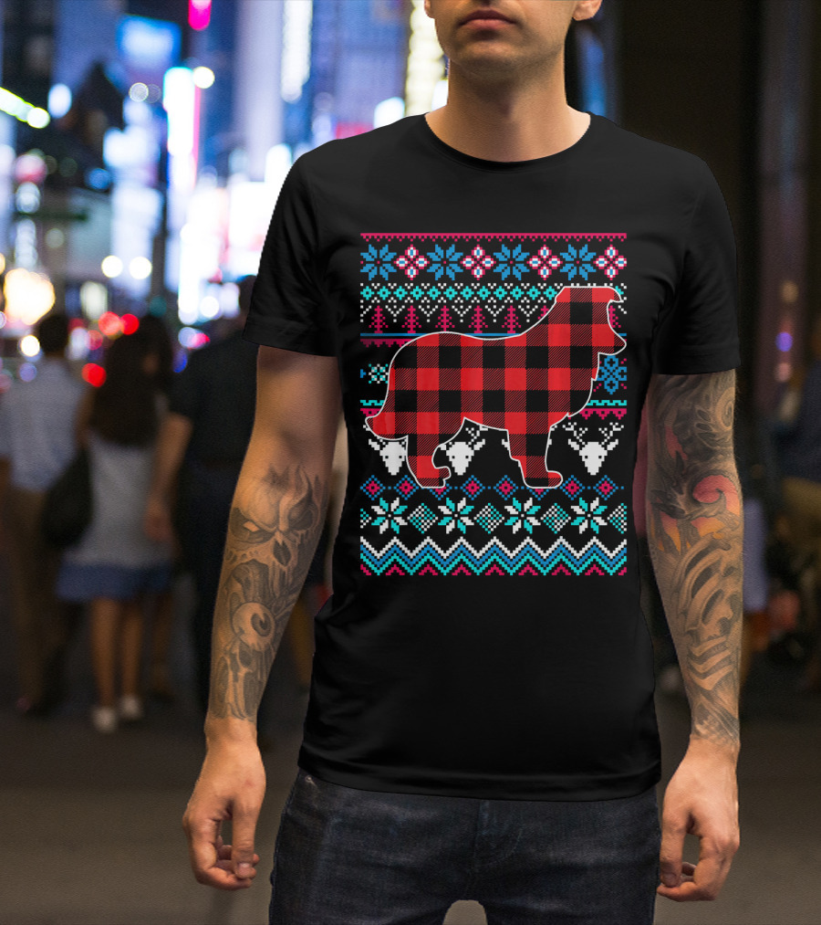 Red Plaid Sheltie Merry Christmas Ugly T-Shirt