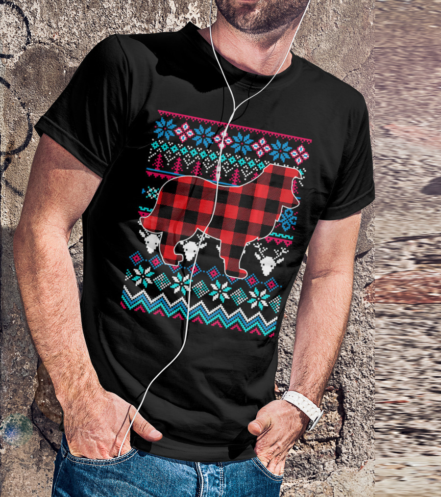 Red Plaid Sheltie Merry Christmas Ugly T-Shirt
