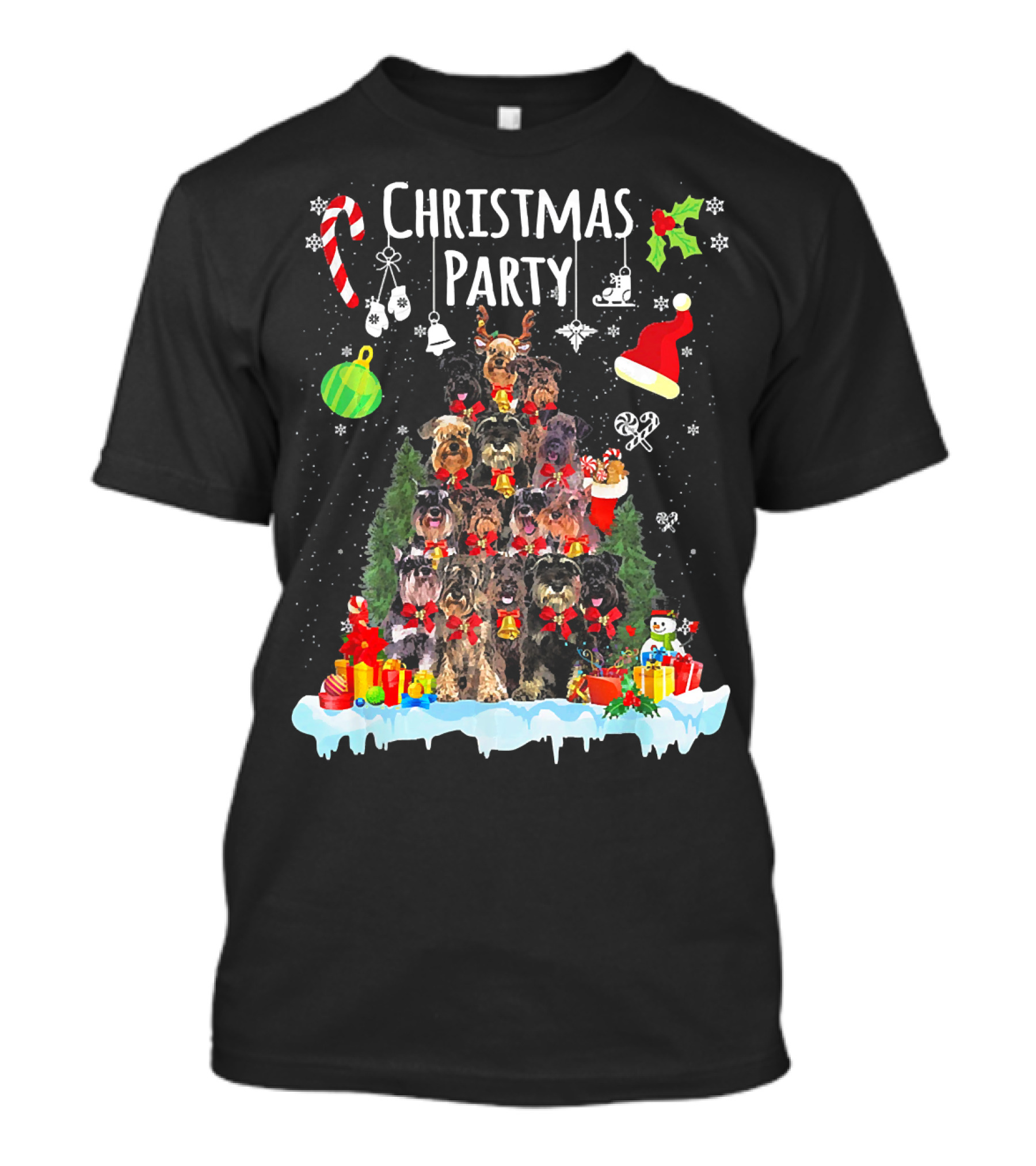 Schnauzer Christmas Party Funny Xmas Holiday Dogs T-Shirt
