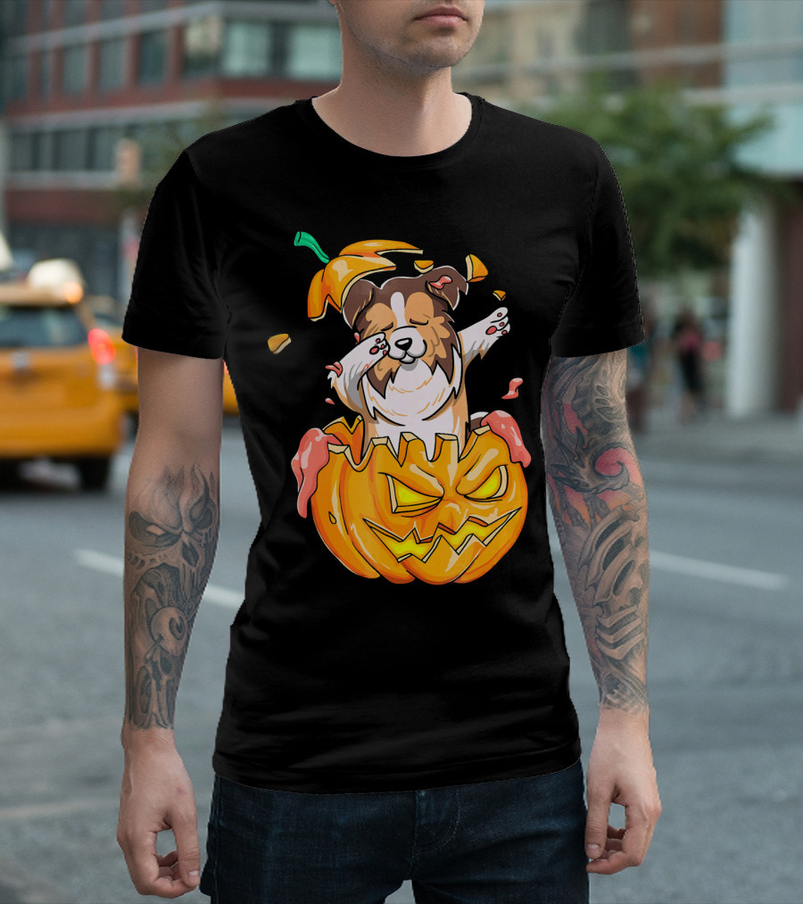 Sheltie Dabbing Pumpkin Halloween Costume T-Shirt