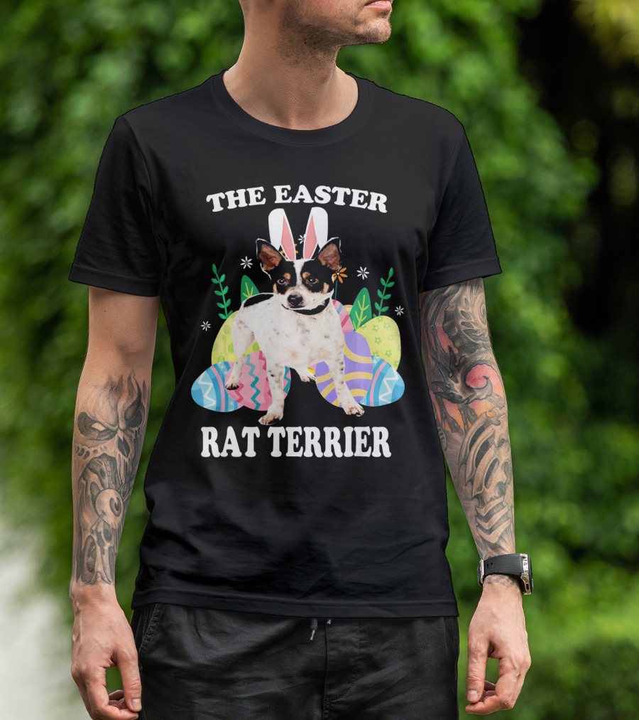 The Easter Rat Terrier Bunny Eggs Dog T-Shirt