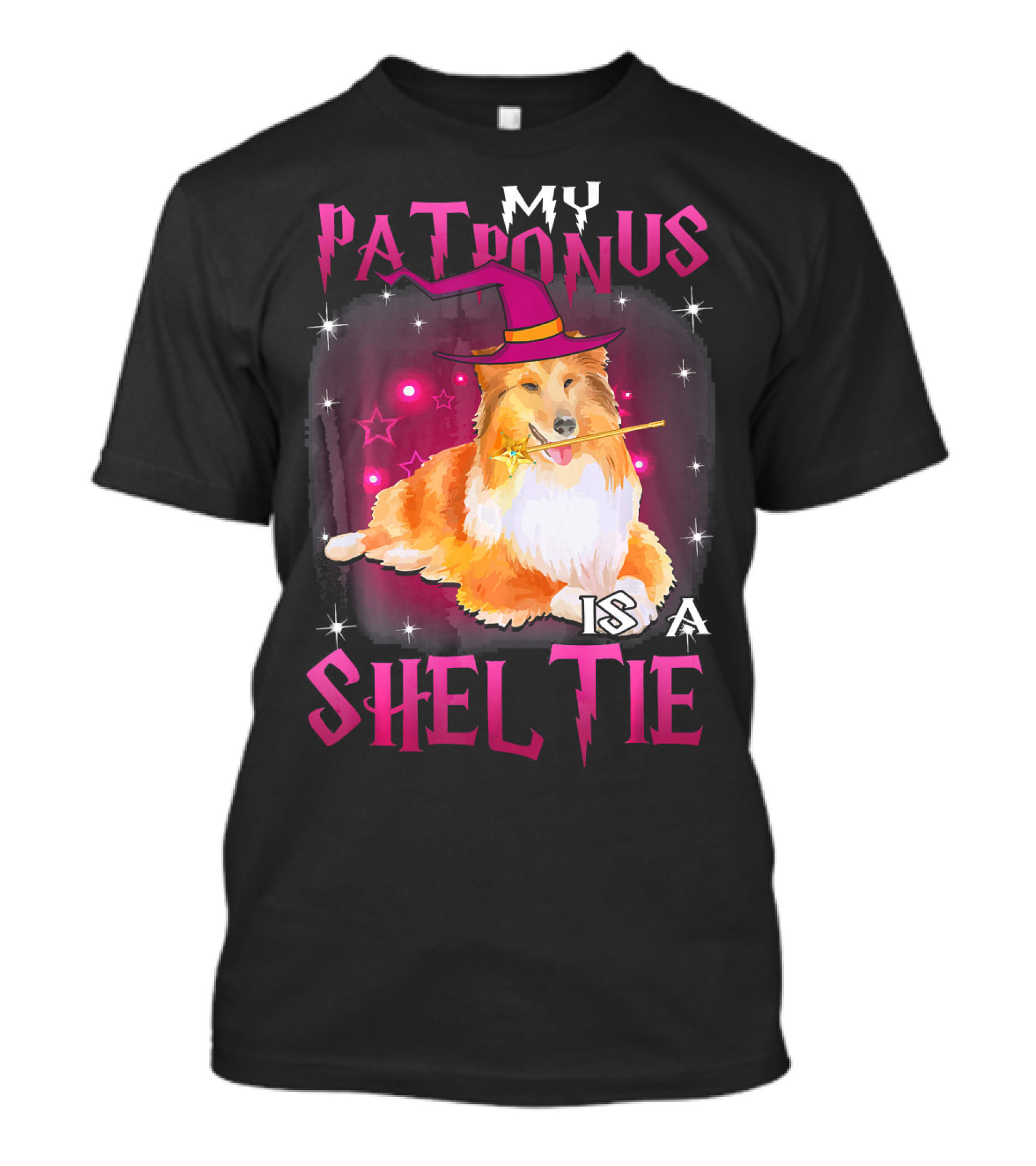 My Patronus Is A Sheltie Halloween Wizard Dog With Hat And Wand T-Shirt