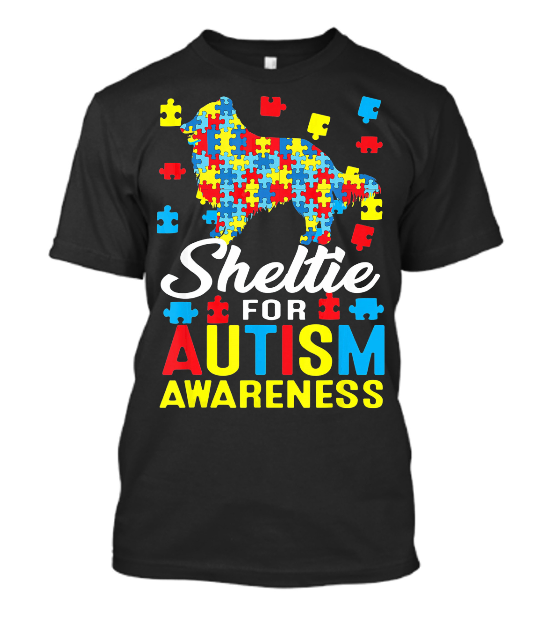 Sheltie For Autism Awareness Puzzle T-Shirt