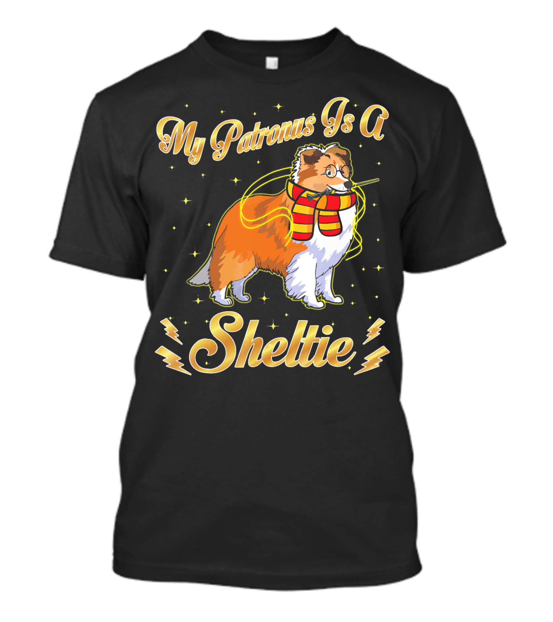 My Patronus Is A Sheltie Harry Dog Potte Stars Wand Lightning T-Shirt