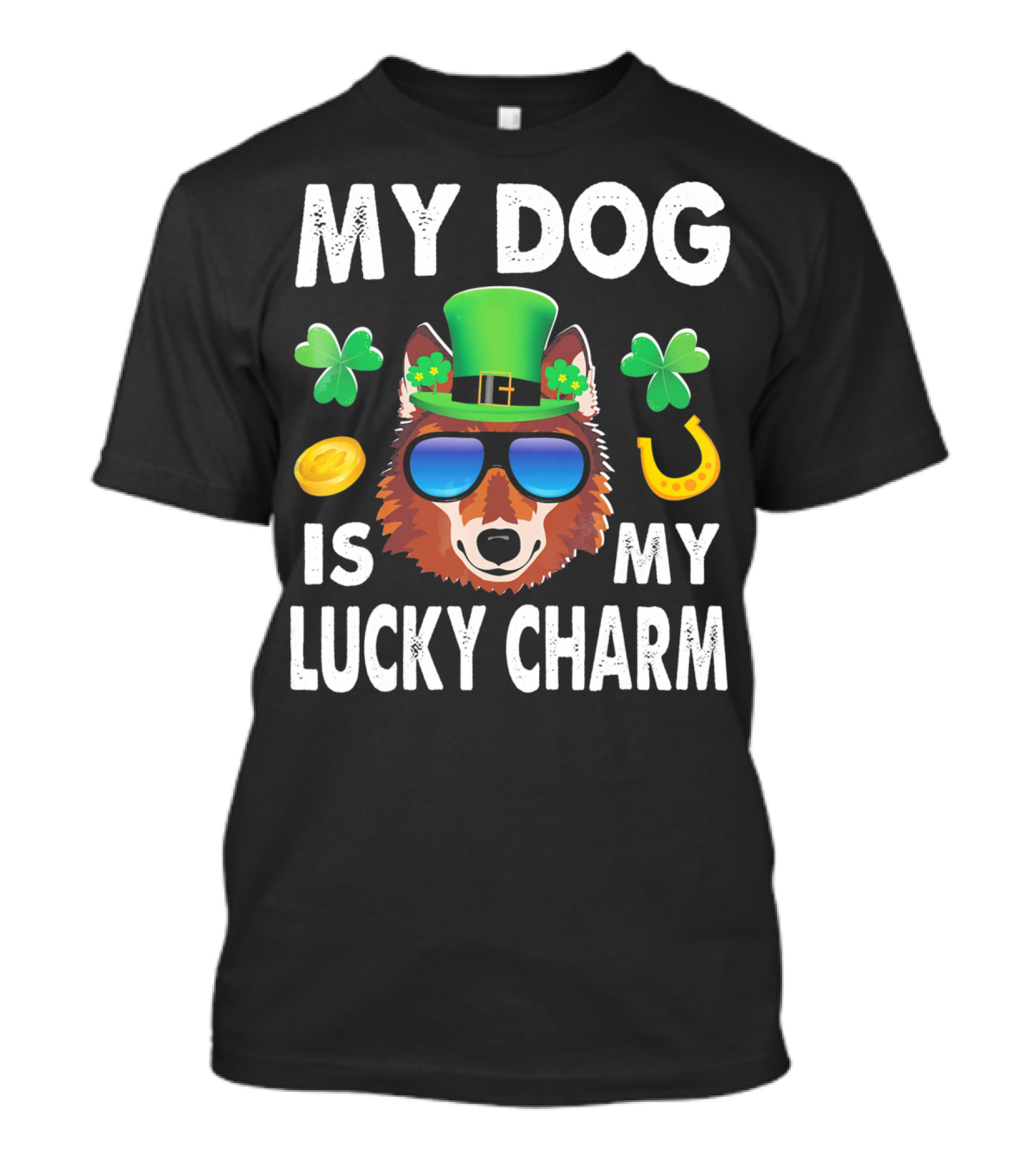 MY DOG IS MY LUCKY CHARM SHAMROCK SHELTIE T-Shirt