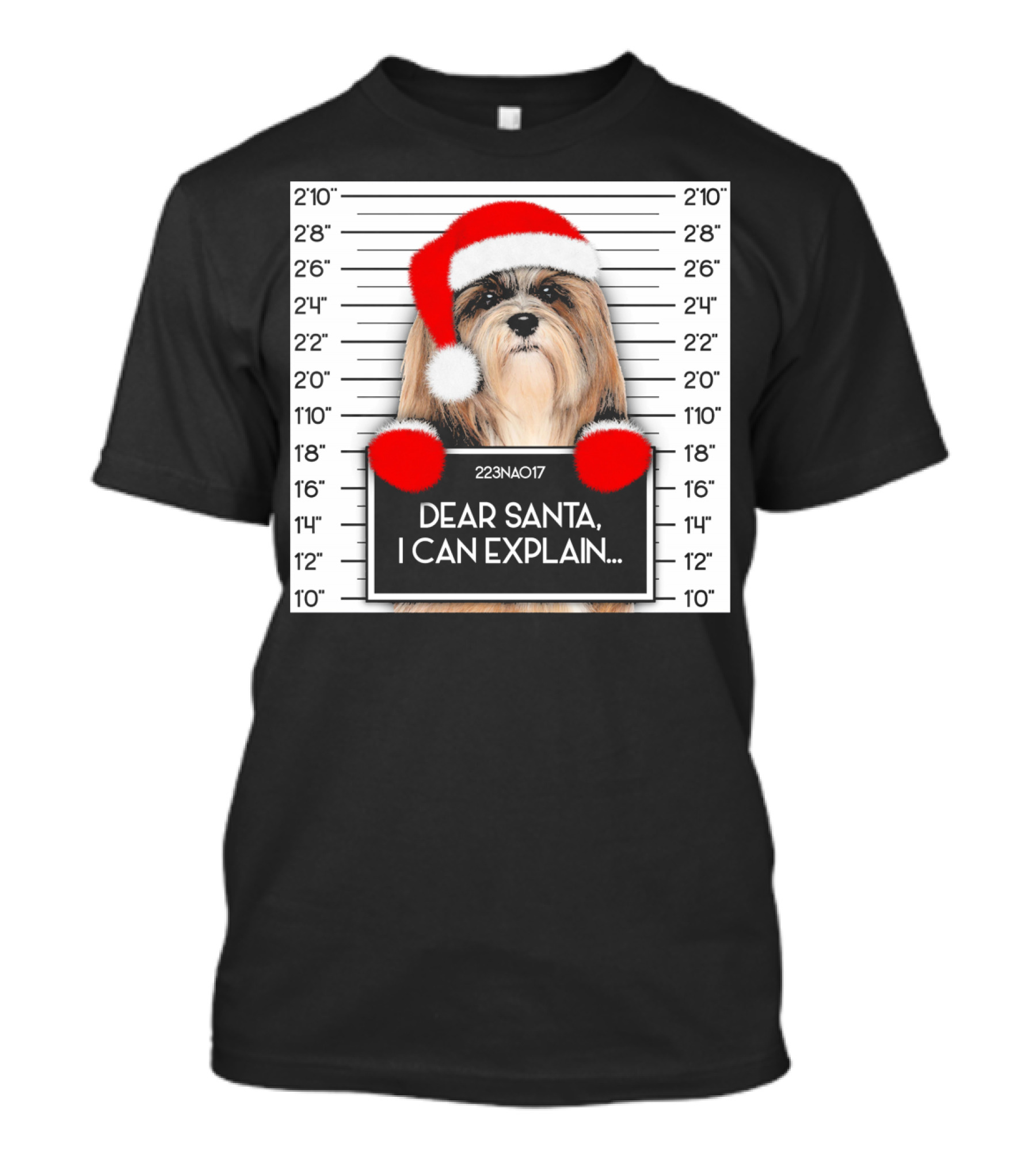 Dear Santa I Can Explain Lhasa Apso Santa Hat Christmas T-Shirt
