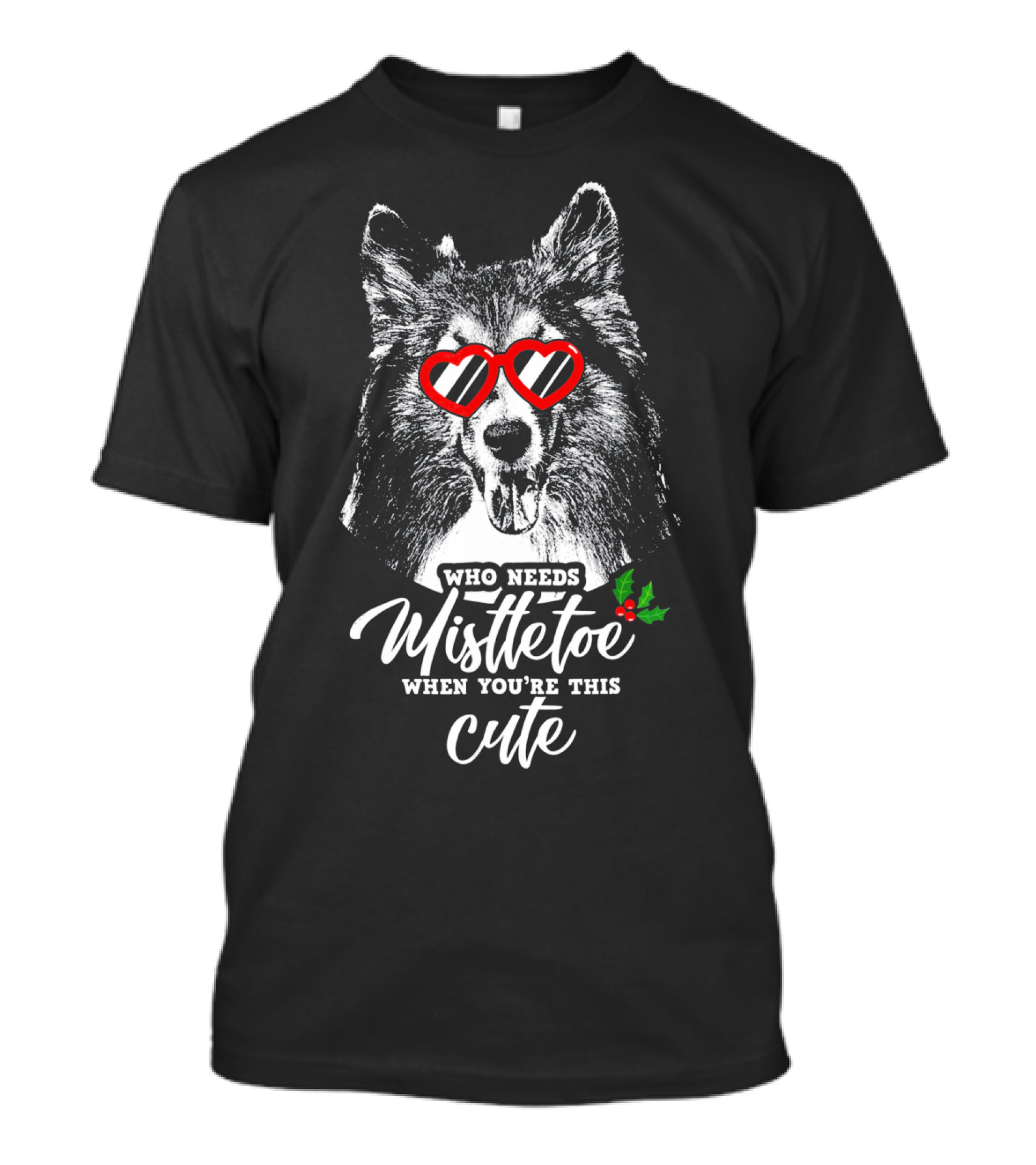 Who Needs Mistletoe When You're This Cute Shetland With Heart Glasses T-Shirt