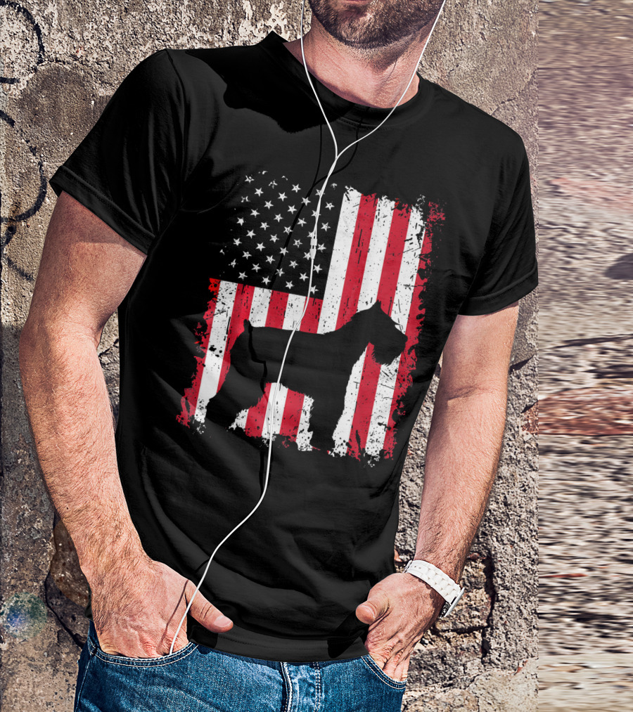 Standard Schnauzer American Flag 4th Of July T-Shirt