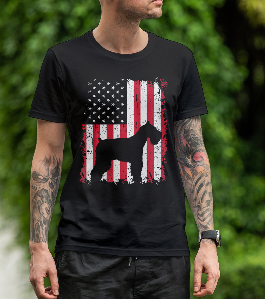 Standard Schnauzer American Flag 4th Of July T-Shirt