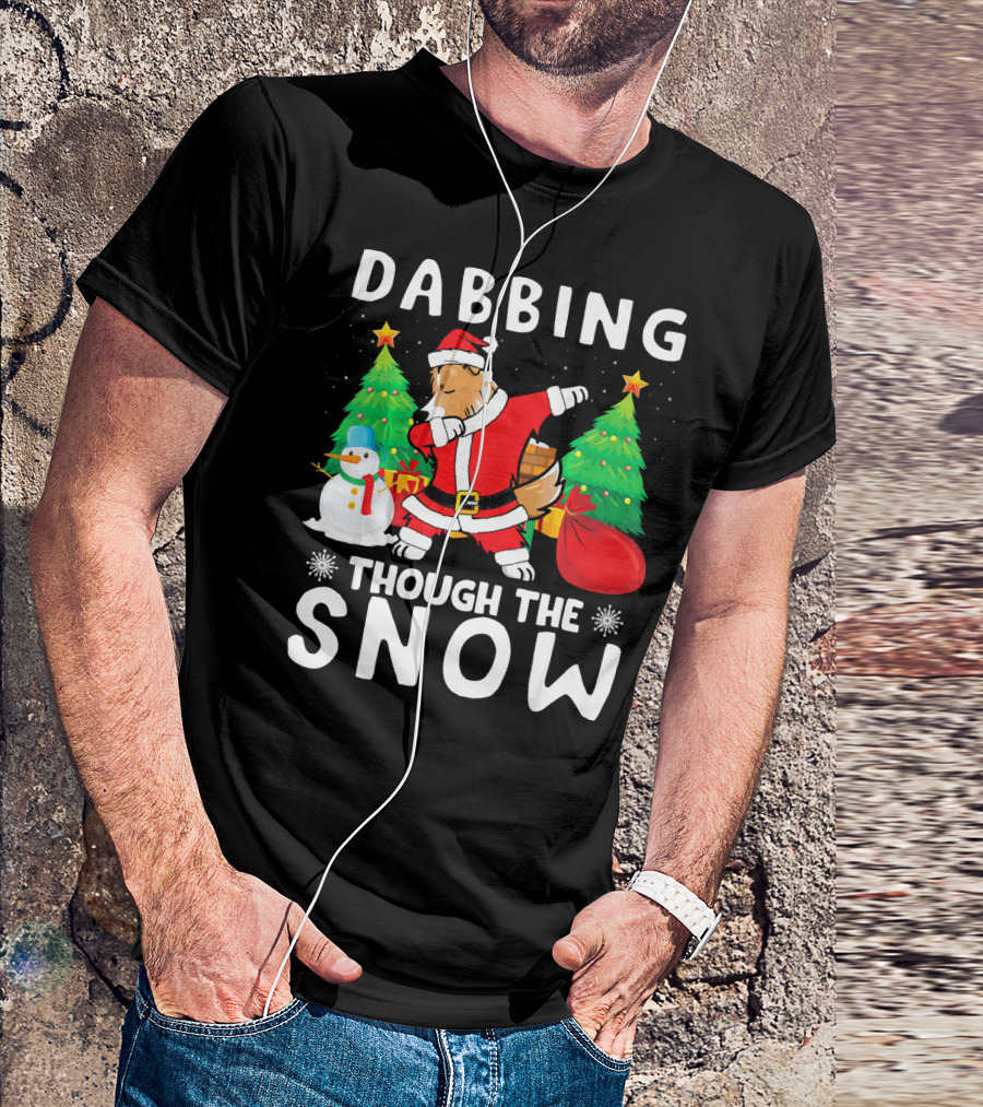 Dabbing Through The Snow Sheltie Christmas Scene T-Shirt
