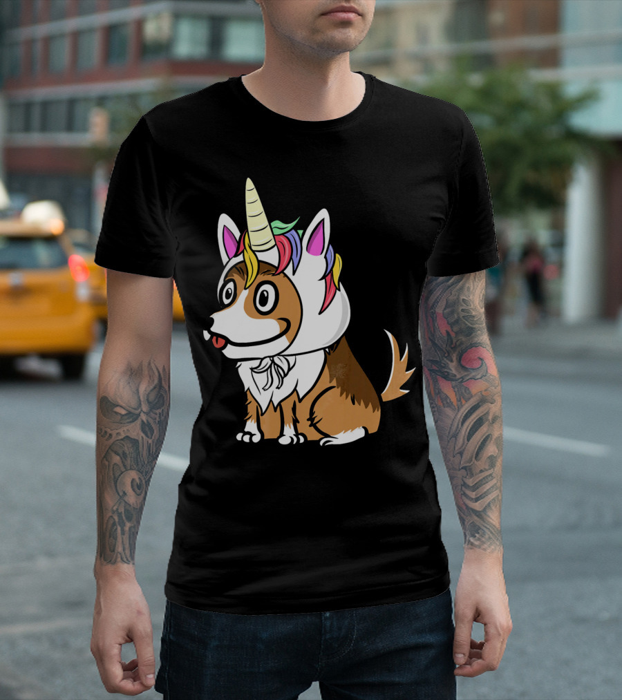 Shetland Sheepdog Wearing Colorful Unicorn Hat T-Shirt