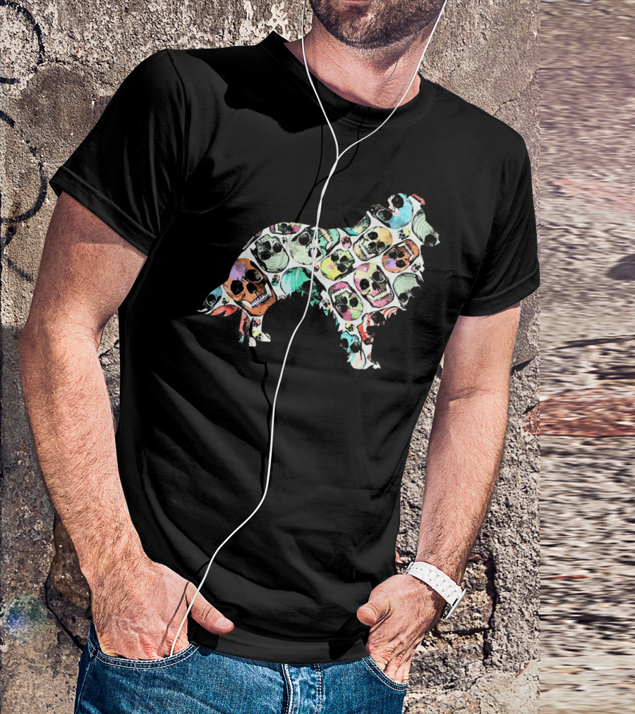 Zombie Sheltie Skull Halloween Funny T-Shirt