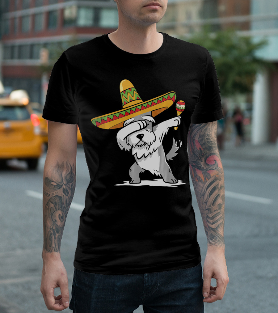 Schnauzer Dabbing Sombrero Maracas Cinco De Mayo T-Shirt