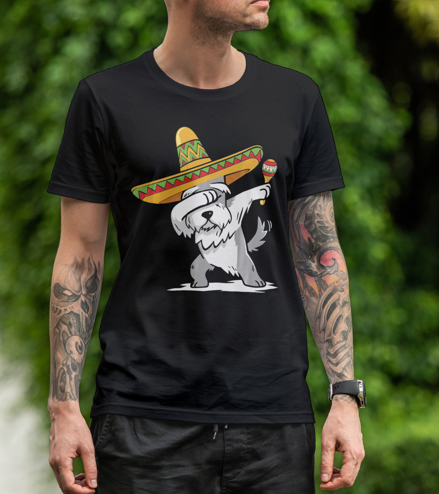 Schnauzer Dabbing Sombrero Maracas Cinco De Mayo T-Shirt