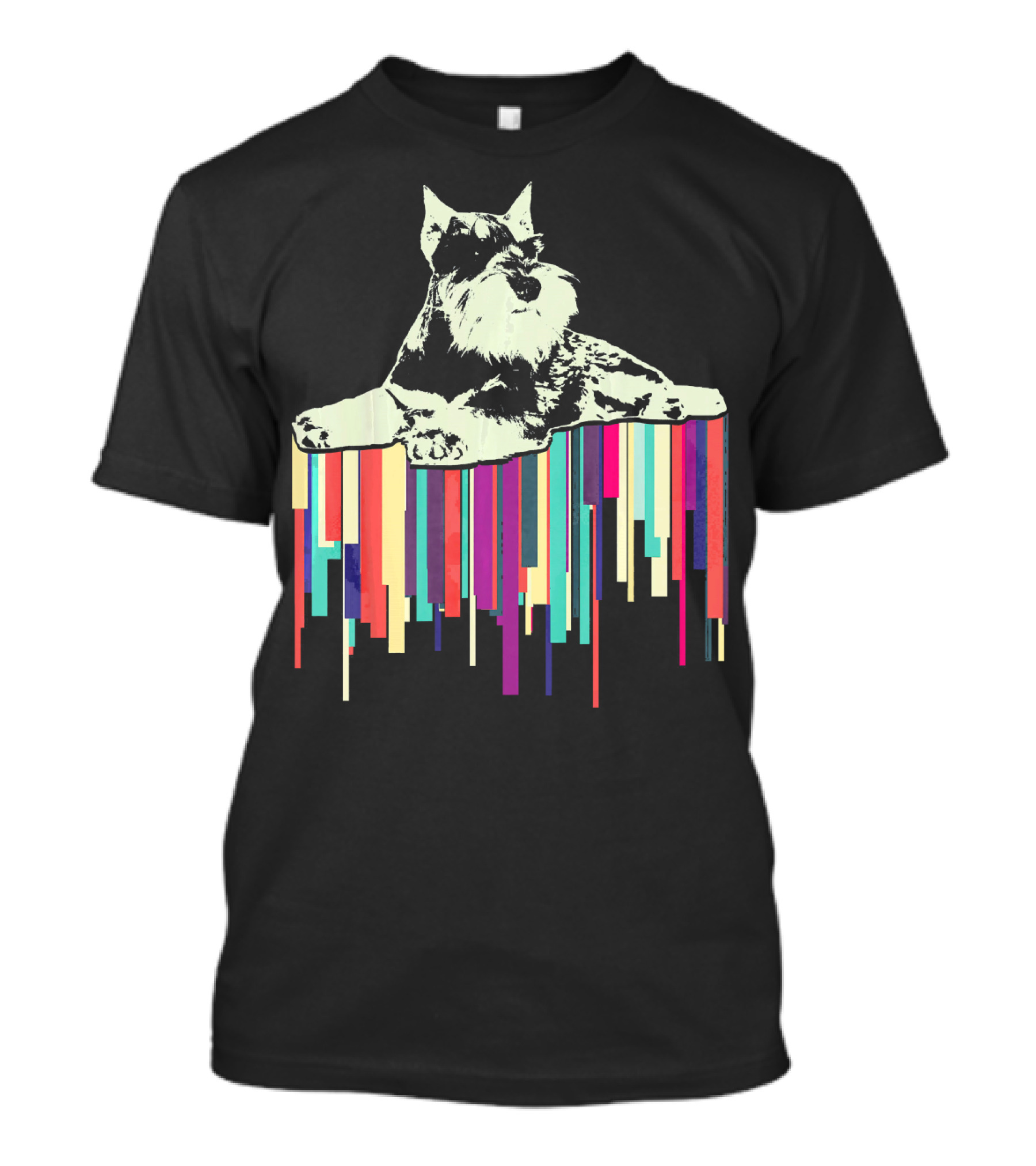Miniature Schnauzer Over Vibrant Stripes T-Shirt