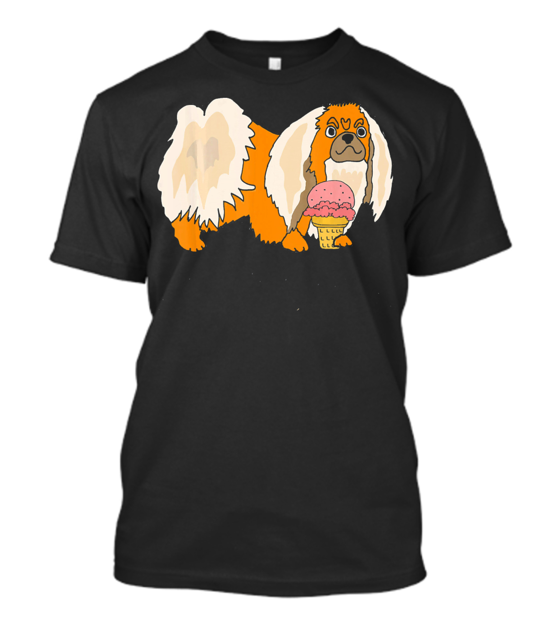 Smileteespetsa Pekingese Eating Ice Cream Funny Dog T-Shirt