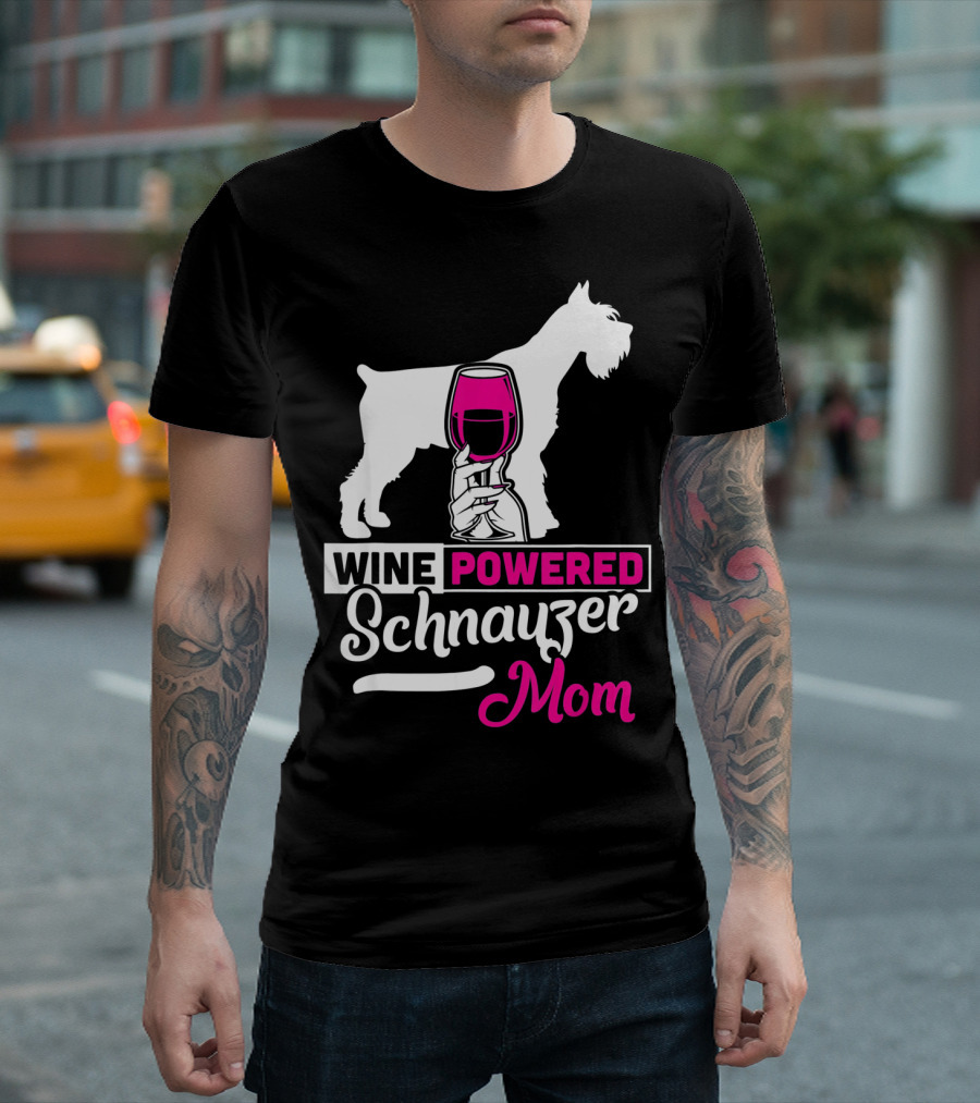 Wine Powered Schnauzer Mom T-Shirt