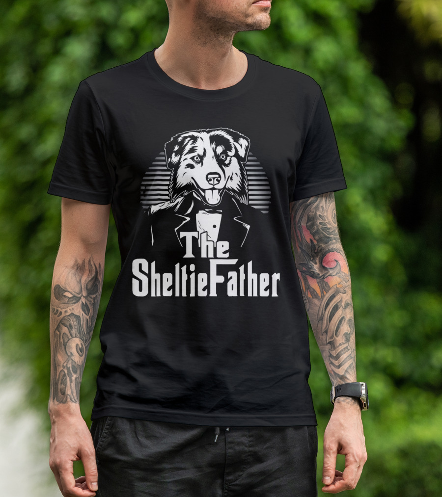 The Sheltie Father Man Dog Face Tuxedo Mafia T-Shirt