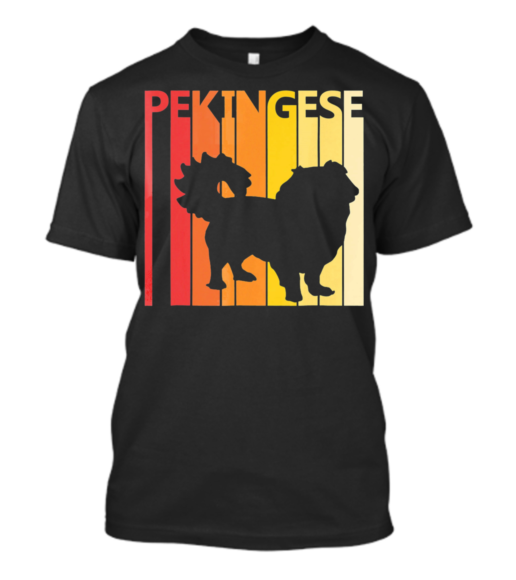 Pekingese Dog Retro Silhouette Merry Vibes T-Shirt