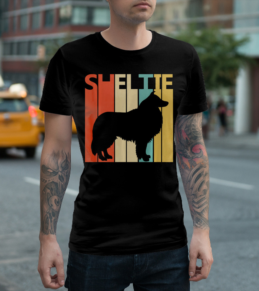 Shetland Sheepdog Retro Silhouette for Sheltie T-Shirt