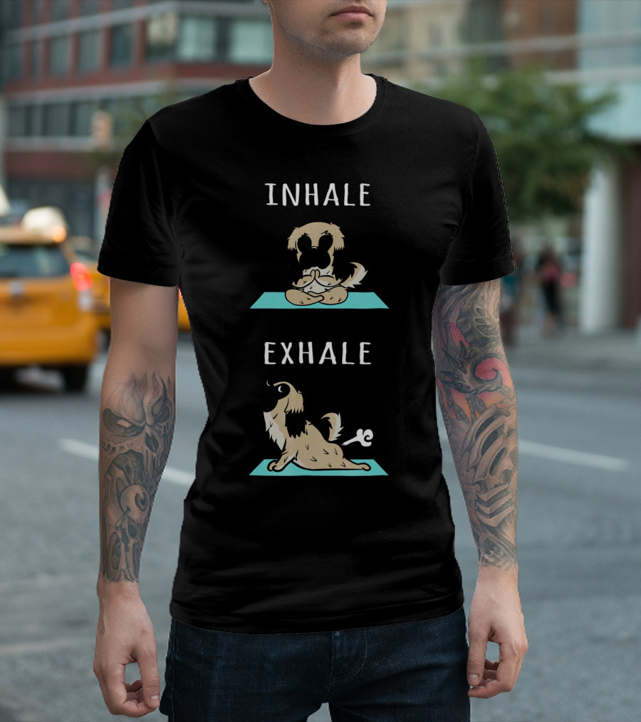 Pekingese Yoga Inhale Exhale Fun Playful Relaxation Visualization T-Shirt
