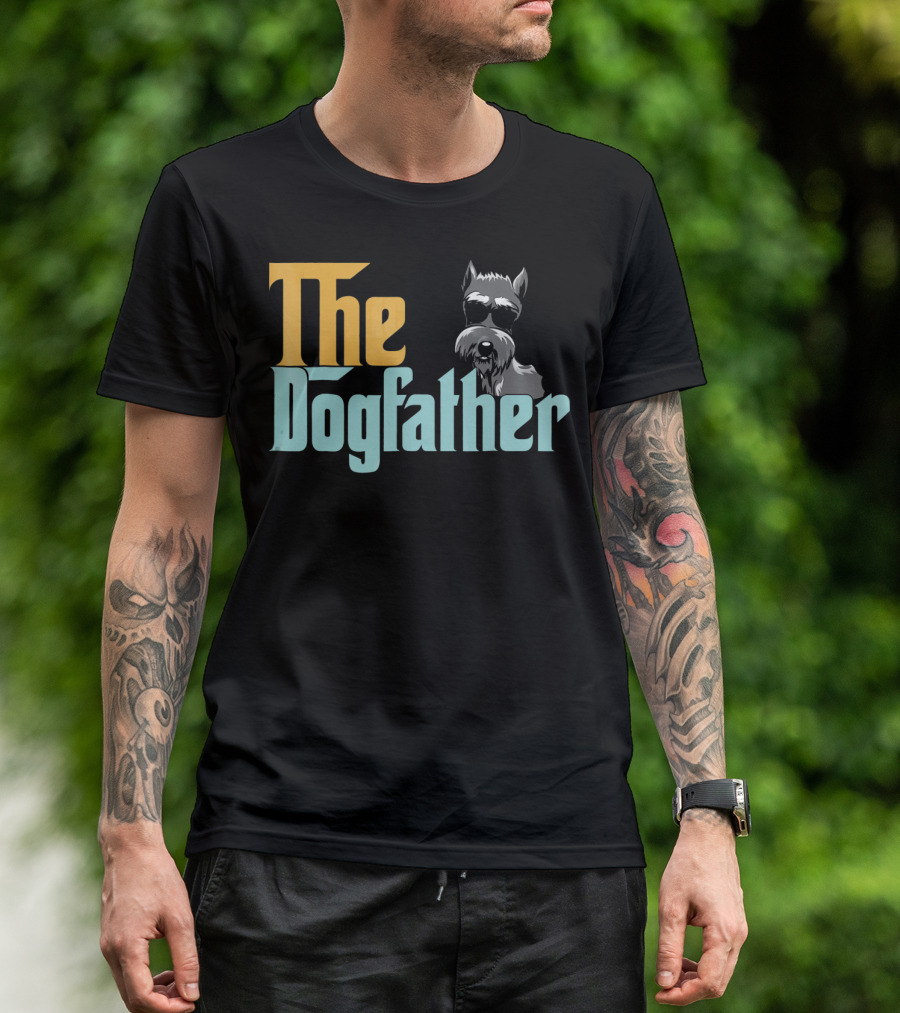 The Dogfather Schnauzer Dog Sunglasses Boss T-Shirt