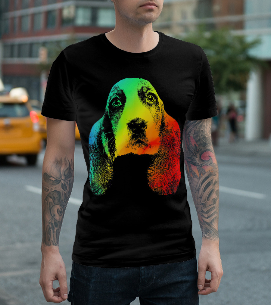 Basset Hound Vibrant Rainbow T-Shirt
