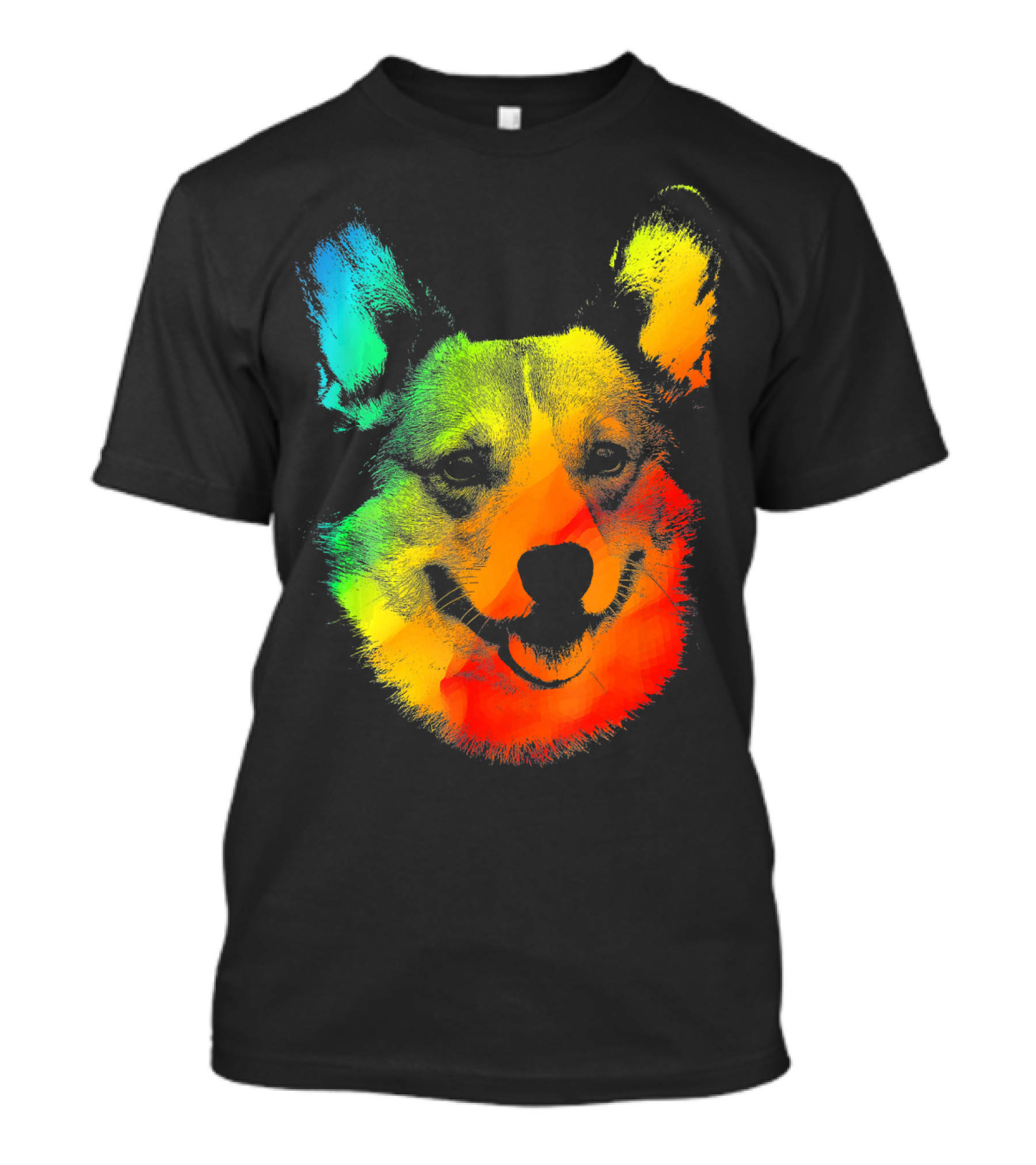 CORGI Colorful Rainbow Dog Face Multicolor T-Shirt