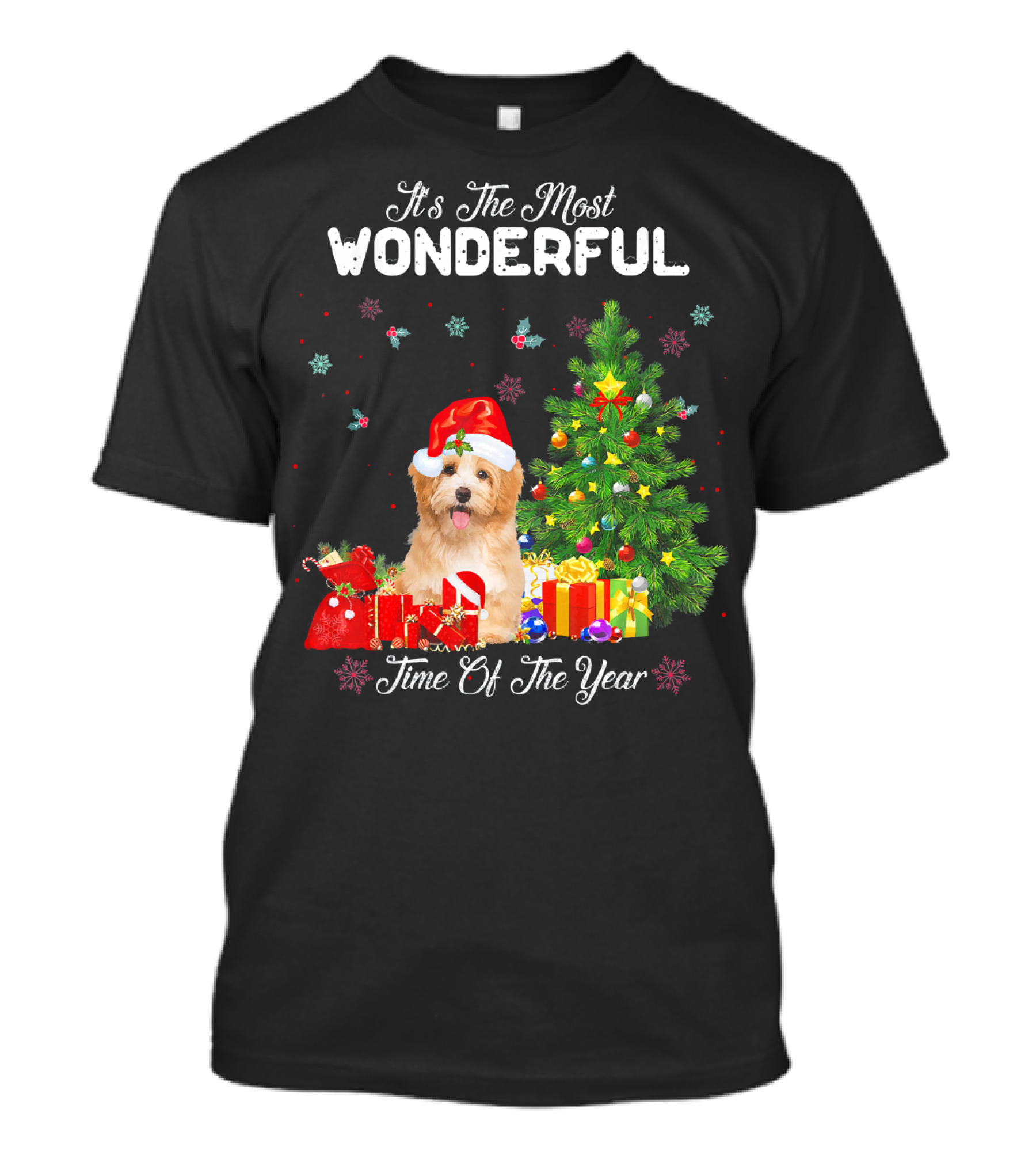 It's The Most Wonderful Time Of The Year Havanese Christmas Tree Santa Hat T-Shirt