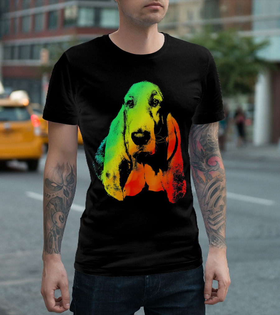BASSET HOUND MIX Colorful Rainbow Vibrant Dog T-Shirt
