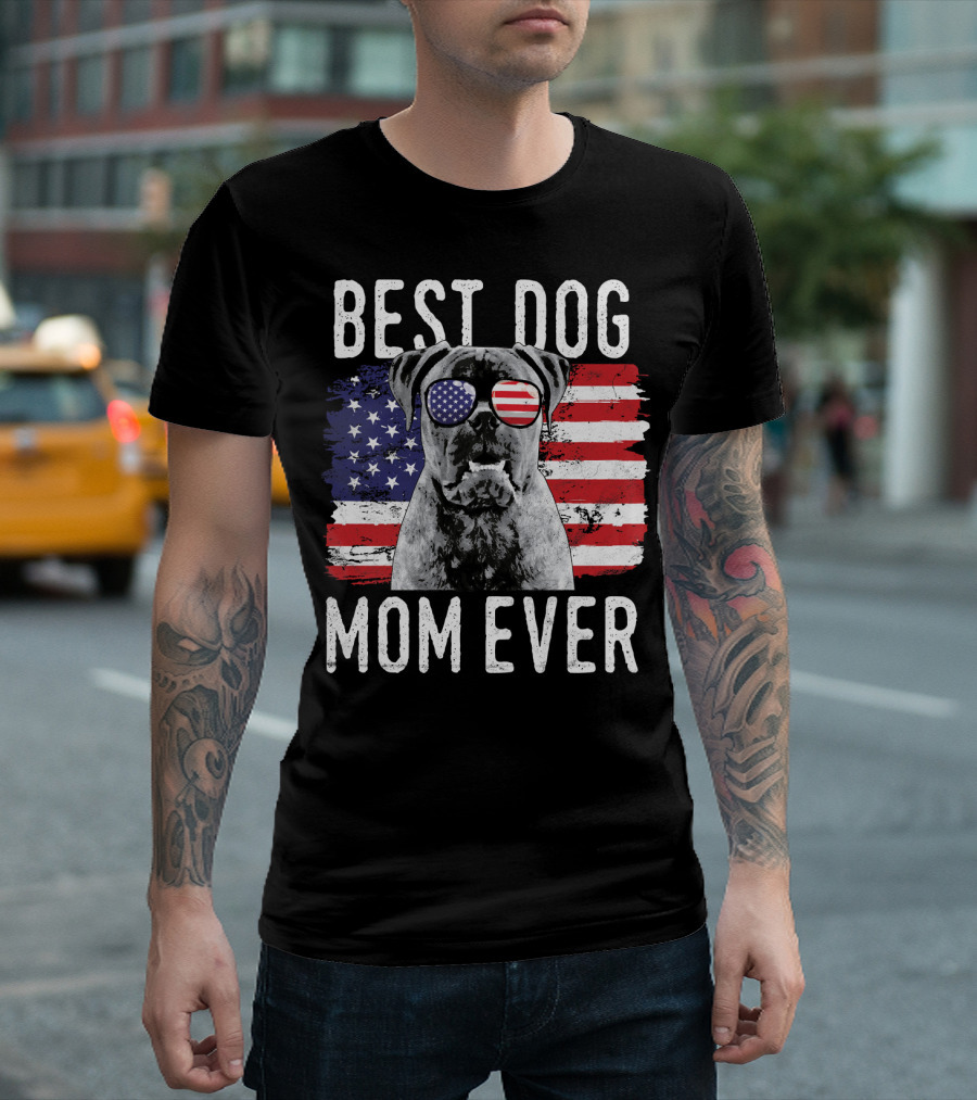 Best Dog Mom Ever American Flag Bullmastiff T-Shirt
