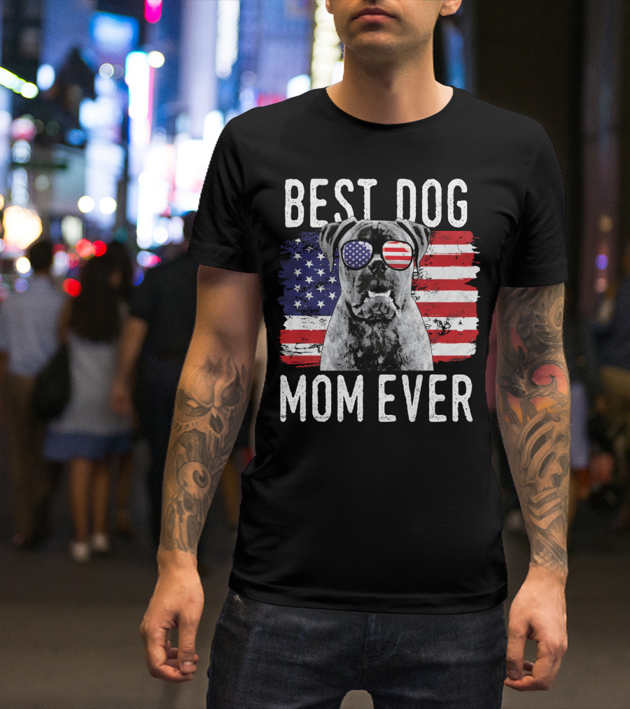 Best Dog Mom Ever American Flag Bullmastiff T-Shirt
