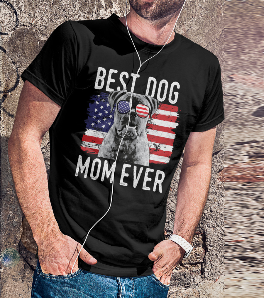 Best Dog Mom Ever American Flag Bullmastiff T-Shirt