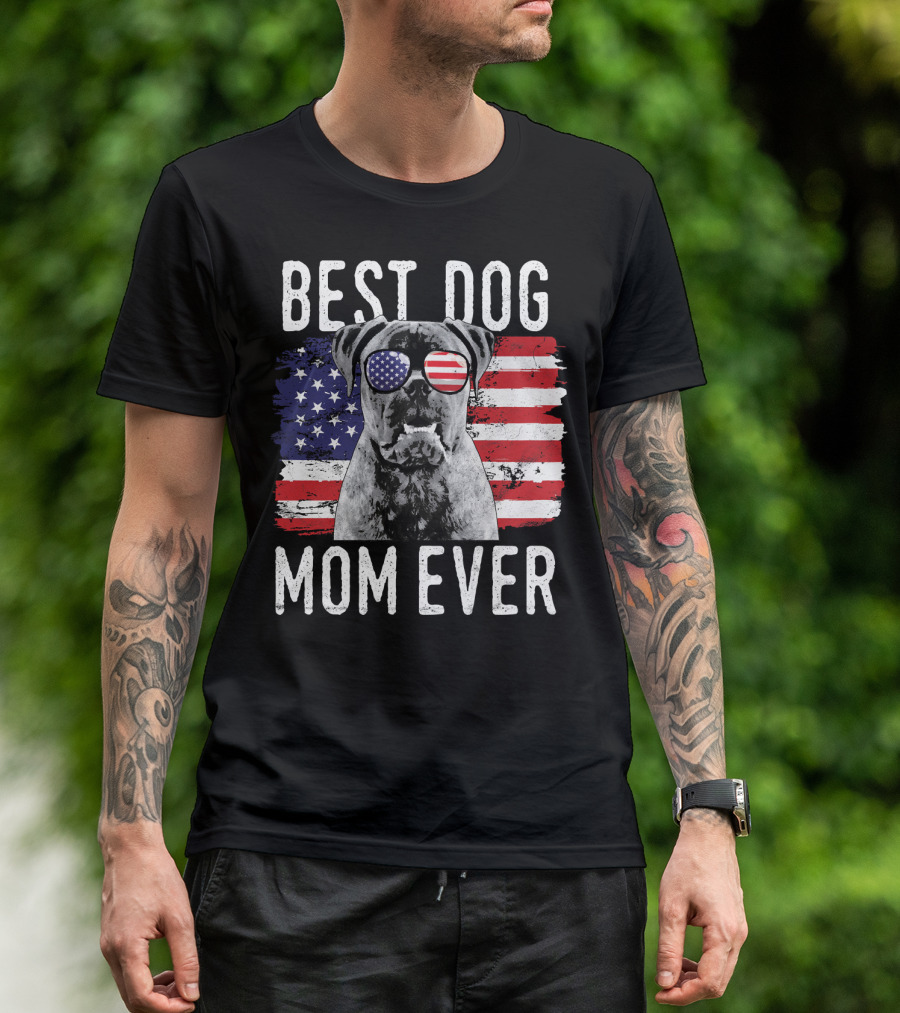 Best Dog Mom Ever American Flag Bullmastiff T-Shirt