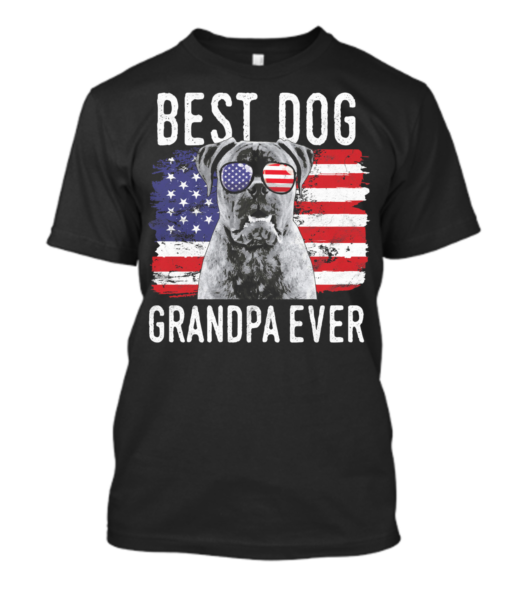 Best Dog Grandpa Ever American Flag Bull T-Shirt