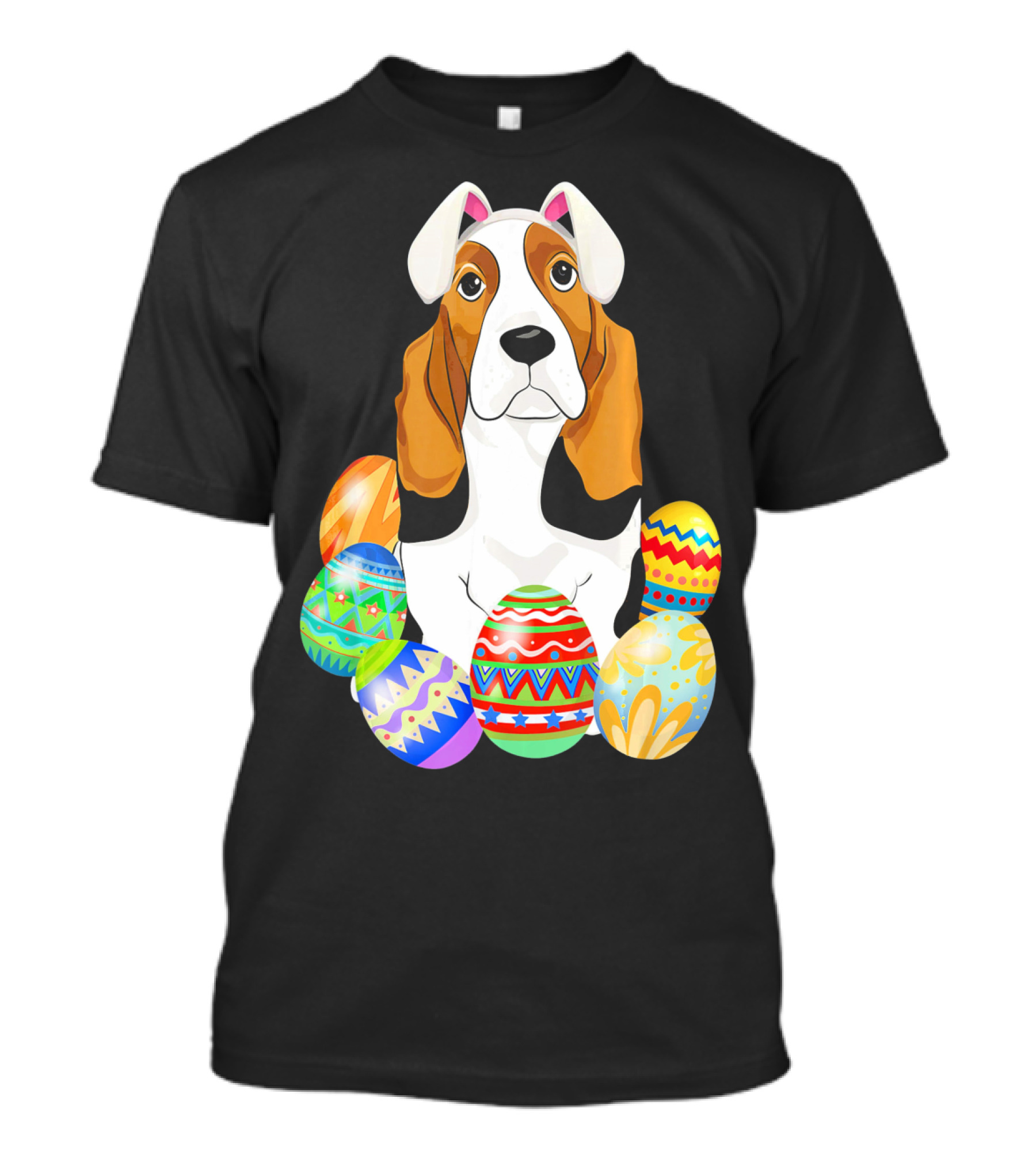 Basset Hound With Easter Eggs And Bunny Ears T-Shirt