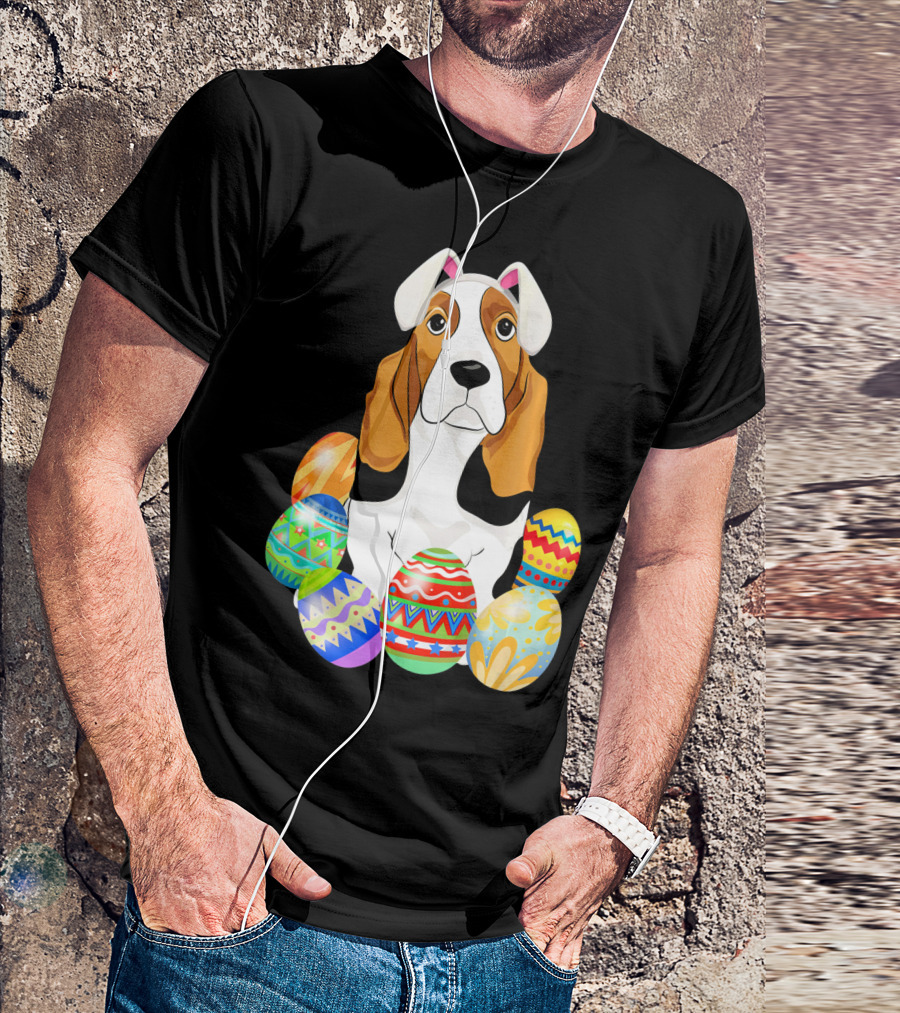 Basset Hound With Easter Eggs And Bunny Ears T-Shirt