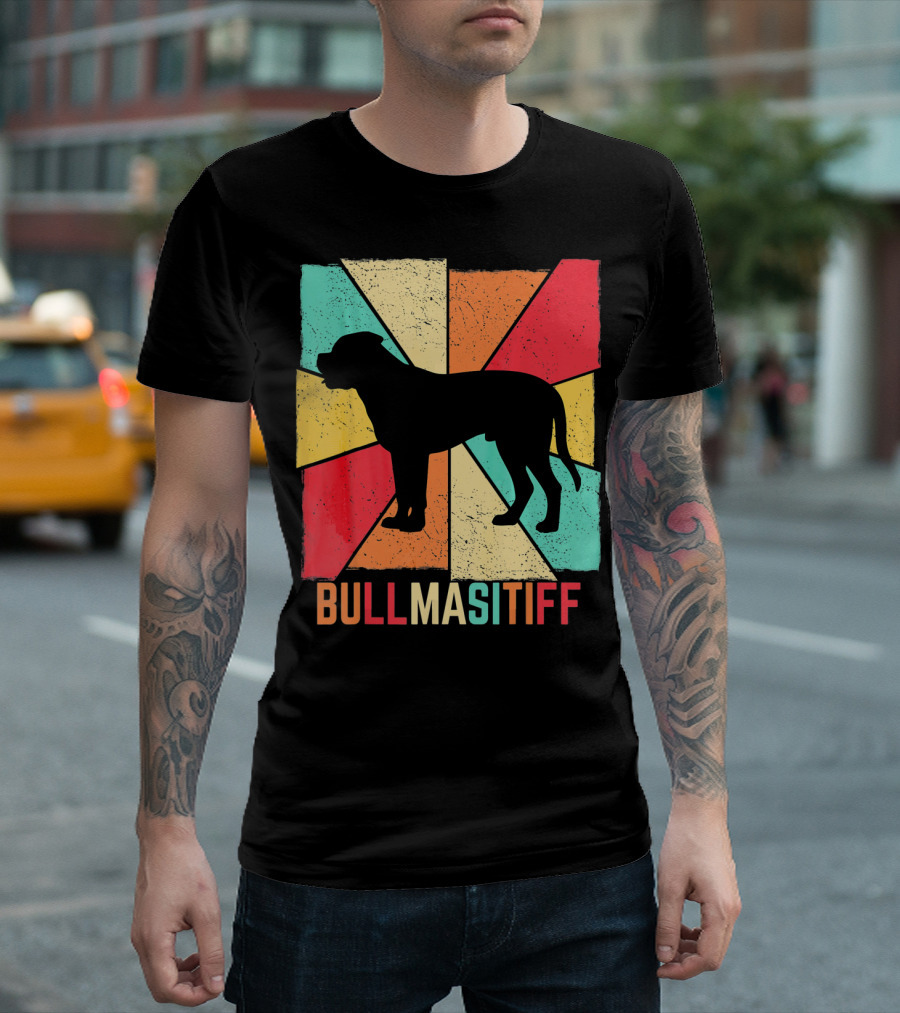 Vintage Retro Love Best Bullmastiff Dog T-Shirt