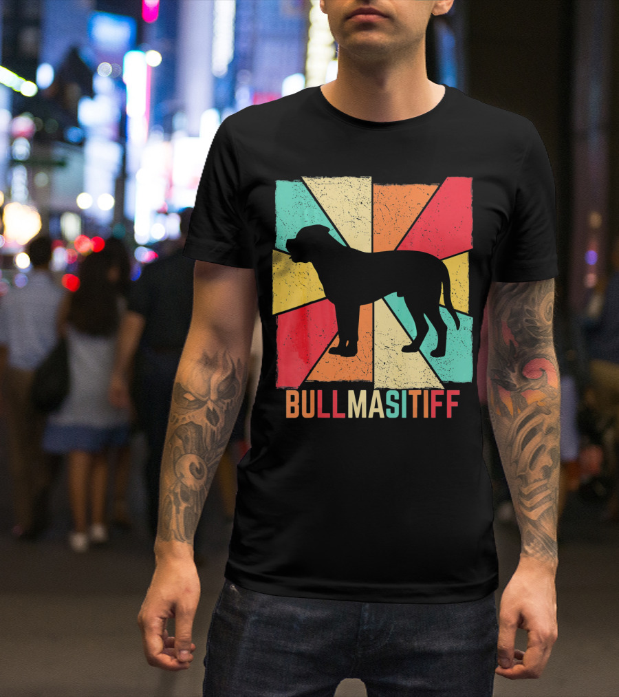 Vintage Retro Love Best Bullmastiff Dog T-Shirt